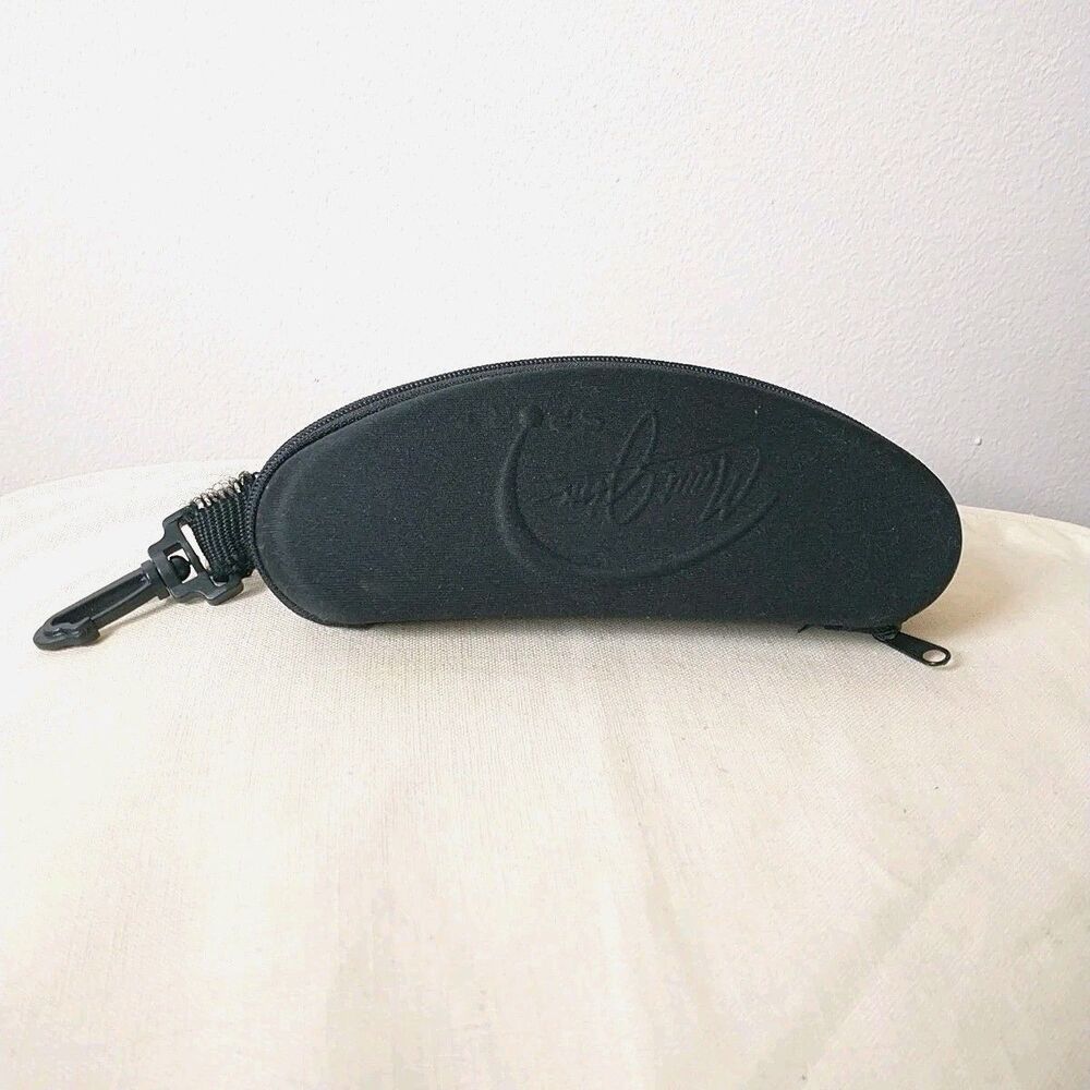 Maui Jim Sport Sunglasses Case Semi-hard Black Zipper Clam Shell Hanger Clip